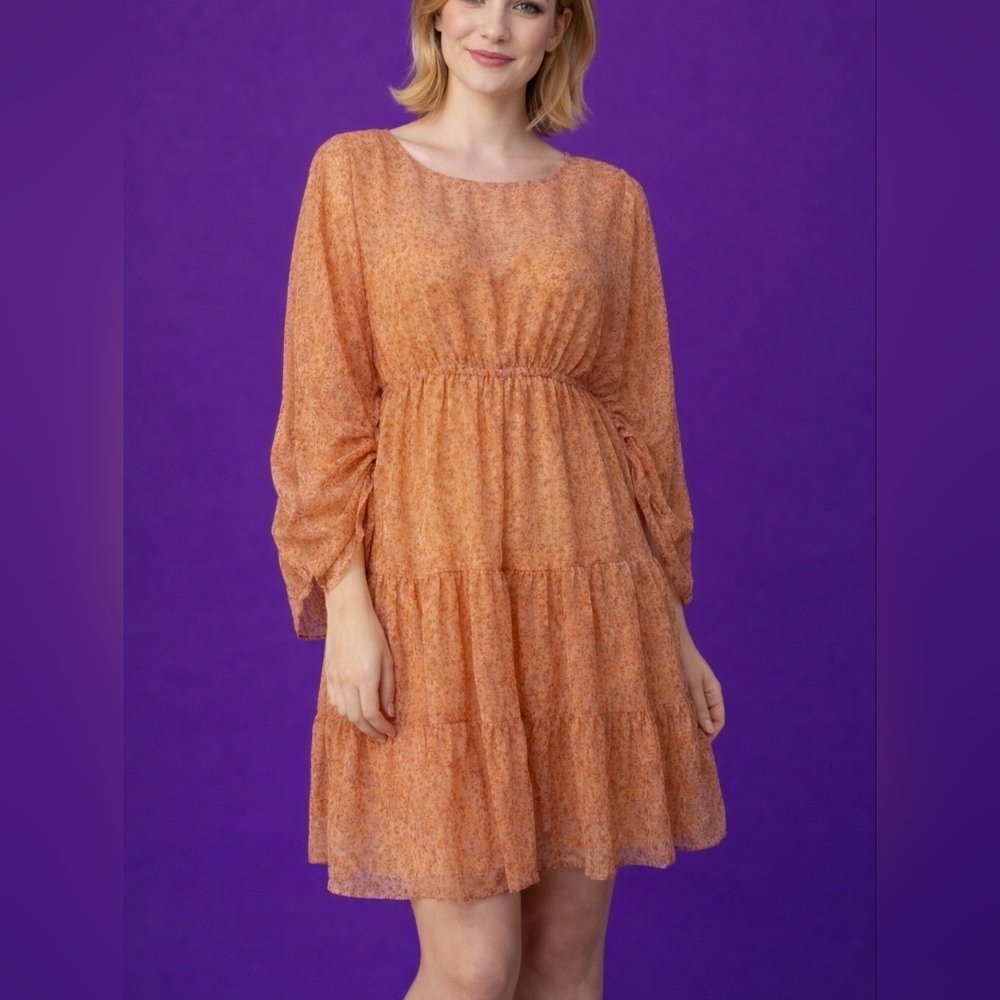 ANNIEWEAR Fairycore Chiffon Dolman Sleeve Babydoll Tiered High Waist Dress
